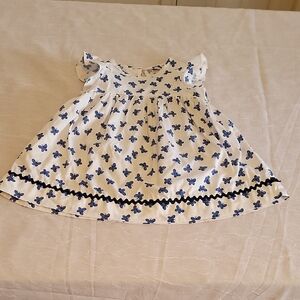 Busy Bee White and Blue Floral Baby Dress 12M